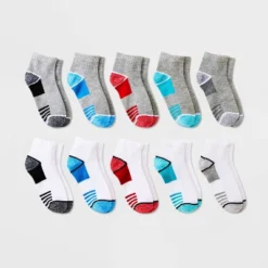 Boys' 10pk Striped Lightweight Ankle Socks - Cat & Jack™ Gray/White -CAT & JACK Shop GUEST cdf7f20e e0cd 4ddd 99b1 f117968bf03c