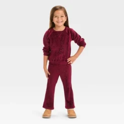 Toddler Girls' Flare Velour Top & Bottom Set - Cat & Jack™ Burgundy -CAT & JACK Shop GUEST ce93b64c 0012 463e 97f1 3c6abf7dfbe2