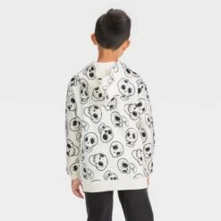 Boys' Skull Printed Halloween Zip-Up Sweatshirt - Cat & Jack™ Cream