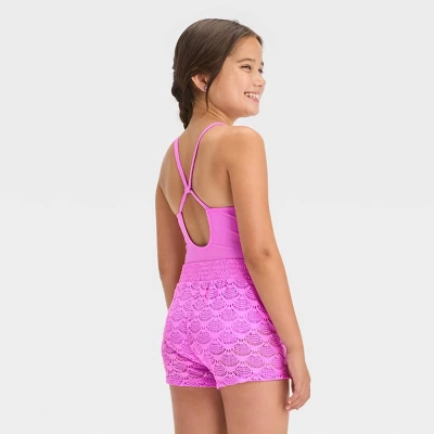 Girls' Tie-Dye One Piece Swimsuit Set - Cat & Jack™ Violet 3 Girls' Tie-Dye One Piece Swimsuit Set - Cat & Jack™ Violet - Image 3