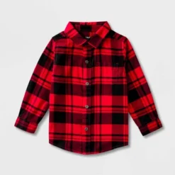Toddler Boys' Adaptive Long Sleeve Button-Down Flannel Shirt - Cat & Jack™ Red -CAT & JACK Shop GUEST d1688b05 fd72 4da7 ab21 38bb100ecd03