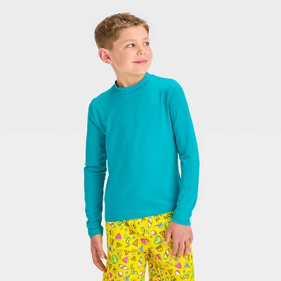 Boys' Solid Rash Guard Top - Cat & Jack™ Turquoise Green 3 Boys' Solid Rash Guard Top - Cat & Jack™ Turquoise Green - Image 3