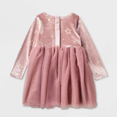 Toddler Girls' Adaptive Long Sleeve Star Velour To Tulle Dress - Cat & Jack™ Dusty Pink 1 Toddler Girls' Adaptive Long Sleeve Star Velour To Tulle Dress - Cat & Jack™ Dusty Pink
