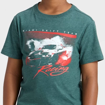 Boys' Short Sleeve Miami Drift Team Graphic T-Shirt - Cat & Jack Dark™ Dark Green 1 Boys' Short Sleeve Miami Drift Team Graphic T-Shirt - Cat & Jack Dark™ Dark Green
