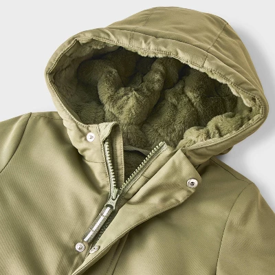 Toddler Boys' Cozy Lined Playground Parka Jacket - Cat & Jack™ Olive Green 2 Toddler Boys' Cozy Lined Playground Parka Jacket - Cat & Jack™ Olive Green - Image 2