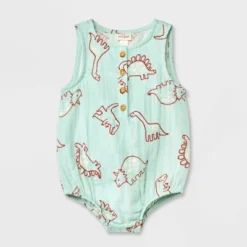 Baby Dino Gauze Tank Henley Romper - Cat & Jack™ Blue -CAT & JACK Shop GUEST dad0b645 28e0 416d 8b1c 7783d0044cad