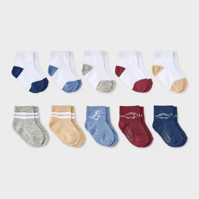 Toddler Boys' 10pk Dino Striped Ankle Socks - Cat & Jack™ 3 Toddler Boys' 10pk Dino Striped Ankle Socks - Cat & Jack™ - Image 3