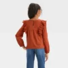 Girls' Long Sleeve Woven Ruffle Shirt - Cat & Jack™ Chestnut Orange -CAT & JACK Shop GUEST dd7884db 37f1 4a2c 8e94 aaf1838234bb