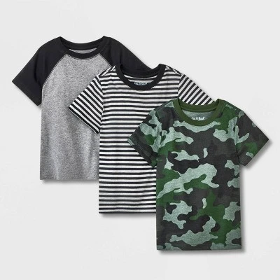 Toddler Boys' 3pk Camoflauge Short Sleeve Shirt - Cat & Jack™ Gray/Black 3 Toddler Boys' 3pk Camoflauge Short Sleeve Shirt - Cat & Jack™ Gray/Black - Image 3