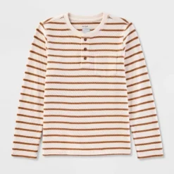 Boys' Adaptive Long Sleeve 'Stripe' Thermal Top - Cat & Jack™ Cream -CAT & JACK Shop GUEST ddaba926 a61d 44dd 8b99 61194d572fe2