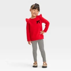 Toddler Girls' Bow-Tie Long Sleeve Top & Leggings Set - Cat & Jack™ Red -CAT & JACK Shop GUEST e2e53a38 ef74 4661 ba37 f57d8696cbb6