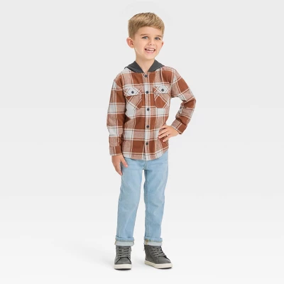 Toddler Boys' Long Sleeve Hooded Flannel Shirt - Cat & Jack™ 2 Toddler Boys' Long Sleeve Hooded Flannel Shirt - Cat & Jack™ - Image 2