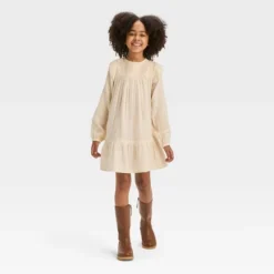 Girls' Long Sleeve Woven Dress - Cat & Jack™ Cream/Gold -CAT & JACK Shop GUEST e5a810ba 684b 49f2 9ad5 b8cb68a42d30