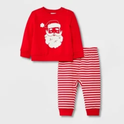 Baby 2pc Santa Fleece Graphic Top & Bottom Set - Cat & Jack™ Red -CAT & JACK Shop GUEST e5d1cab1 2831 4fa4 9cb7 b6d5e6f9631e