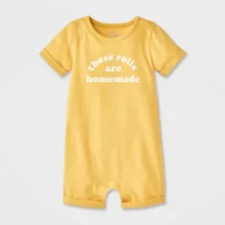 Baby These Rolls Are Homemade Short Sleeve Romper - Cat & Jack™ Yellow -CAT & JACK Shop GUEST e63a0596 2fb8 4f26 ac6b dd4586fc34ee