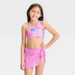 Girls' 'Sketchy Tropical Scenic With Sarong' Bikini Set - Cat & Jack™ Light Pink -CAT & JACK Shop GUEST e6fe1da3 ed95 4863 8569 e367d7d8ef6f
