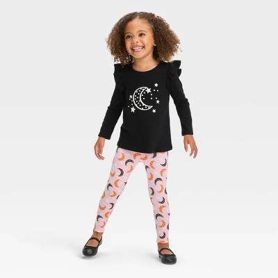 Toddler Girls' Moon 'Glow In The Dark' Long Sleeve Top & Leggings Set - Cat & Jack™ Black 2 Toddler Girls' Moon 'Glow In The Dark' Long Sleeve Top & Leggings Set - Cat & Jack™ Black - Image 2