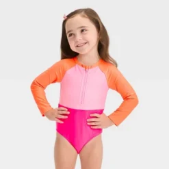 Toddler Girls' Long Sleeve Colorblock One Piece Swimsuit - Cat & Jack™ -CAT & JACK Shop GUEST e7cdd4c9 4a56 4807 95be 077950943c23