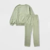 Boys' Adaptive French Terry Top & Bottom Set - Cat & Jack™ Olive Green
