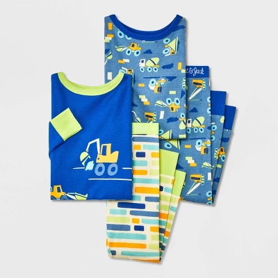 Toddler Boys' 4pc Truck & Construction Pajama Set - Cat & Jack™ Blue 3 Toddler Boys' 4pc Truck & Construction Pajama Set - Cat & Jack™ Blue - Image 3