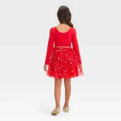 Girls' Long Sleeve Star Tiered Tulle Dress - Cat & Jack™ Red -CAT & JACK Shop GUEST e892492c 7056 4ea7 a11c 9ccdabbd270b