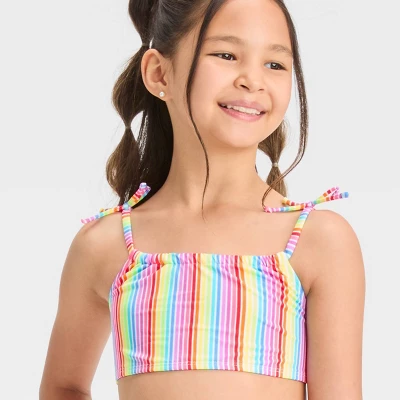 Girls' Rainbow Striped Bikini Set - Cat & Jack™ 1 Girls' Rainbow Striped Bikini Set - Cat & Jack™