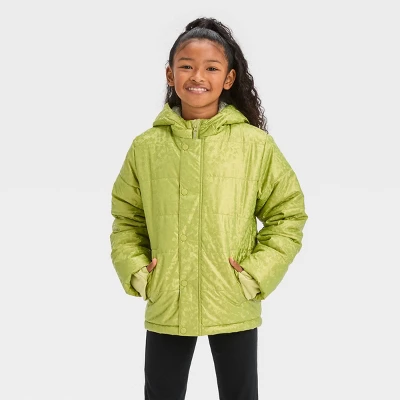 Kids' Solid Puffer Jacket - Cat & Jack™ Green 3 Kids' Solid Puffer Jacket - Cat & Jack™ Green - Image 3