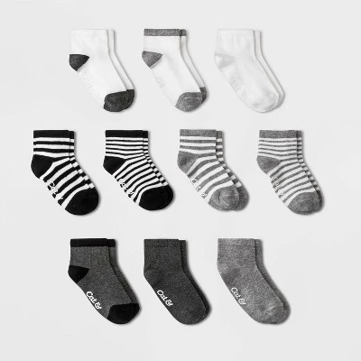Toddler Boys' 10pk Ankle Socks - Cat & Jack™ Black/Gray 1 Toddler Boys' 10pk Ankle Socks - Cat & Jack™ Black/Gray