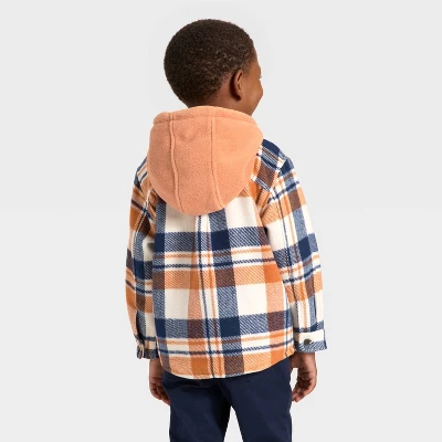 Toddler Boys' Long Sleeve Flannel Hoodie Jacket - Cat & Jack™ Orange 1 Toddler Boys' Long Sleeve Flannel Hoodie Jacket - Cat & Jack™ Orange