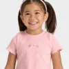 Toddler Girls' Short Sleeve Flower Ribbed T-Shirt - Cat & Jack™ Light Mauve 4T
