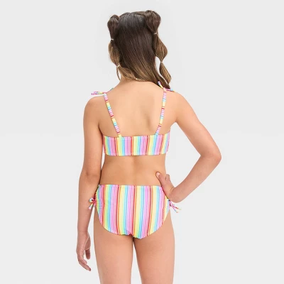 Girls' Rainbow Striped Bikini Set - Cat & Jack™ 2 Girls' Rainbow Striped Bikini Set - Cat & Jack™ - Image 2