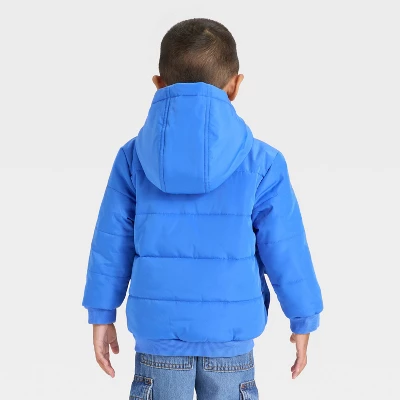 Toddler Boys' Colorblock Striped Heavyweight Puffer Jacket - Cat & Jack™ Blue 1 Toddler Boys' Colorblock Striped Heavyweight Puffer Jacket - Cat & Jack™ Blue