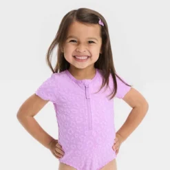Toddler Girls' Solid Textured One Piece Swimsuit - Cat & Jack™ Purple -CAT & JACK Shop GUEST ec5c6102 7465 4a10 8899 94e69189b400