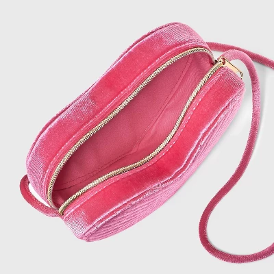 Girls' Velvet Heart Crossbody Bag - Cat & Jack™ Pink 2 Girls' Velvet Heart Crossbody Bag - Cat & Jack™ Pink - Image 2