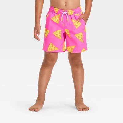 Boys' Pizza Printed Swim Shorts - Cat & Jack™ Pink/Yellow 3 Boys' Pizza Printed Swim Shorts - Cat & Jack™ Pink/Yellow - Image 3