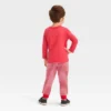 Toddler Boys' 2pc Santa Printed Long Sleeve Graphic T-Shirt And Fleece Jogger Pants Set - Cat & Jack™ Red