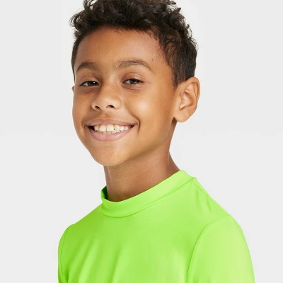 Boys' Solid Long Sleeve Rash Guard Swim Shirt - Cat & Jack™ Lime Green 2 Boys' Solid Long Sleeve Rash Guard Swim Shirt - Cat & Jack™ Lime Green - Image 2