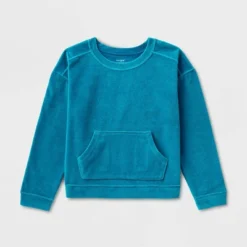 Girls' Adaptive Velour Sweatshirt - Cat & Jack™ Teal Blue -CAT & JACK Shop GUEST f21dced2 af4b 41d3 9707 c490639b6166