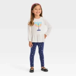 Toddler Girls' Menorah Long Sleeve Top & Star Leggings Set - Cat & Jack™ Cream -CAT & JACK Shop GUEST f50583e7 211c 4fdb a5cc 90369f52860b