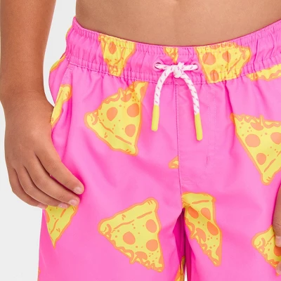 Boys' Pizza Printed Swim Shorts - Cat & Jack™ Pink/Yellow 1 Boys' Pizza Printed Swim Shorts - Cat & Jack™ Pink/Yellow