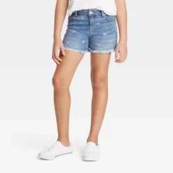 Girls' Embroidered Mid-Rise Jean Shorts - Cat & Jack™ Medium Wash -CAT & JACK Shop GUEST f57bfab8 c522 4385 84de b0e0d1c2f6c1