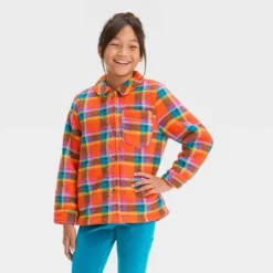 Girls' Button-Down Plaid Shacket - Cat & Jack™ Orange -CAT & JACK Shop GUEST f7d7d49d c47c 47f4 b29f 41fc63dfbebc