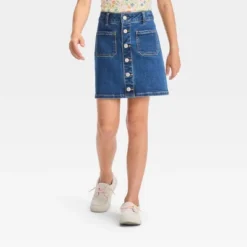Girls' Button-Front Jean Skirt - Cat & Jack™ Dark Wash -CAT & JACK Shop GUEST f8f6bb45 9425 48fa b7f0 c3b27916cf4b