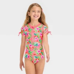 Girls' Tropical Charm Leaf Printed One Piece Rash Guard Swimsuit - Cat & Jack™ -CAT & JACK Shop GUEST ff64fc93 707d 4361 bff0 f8de551a2581