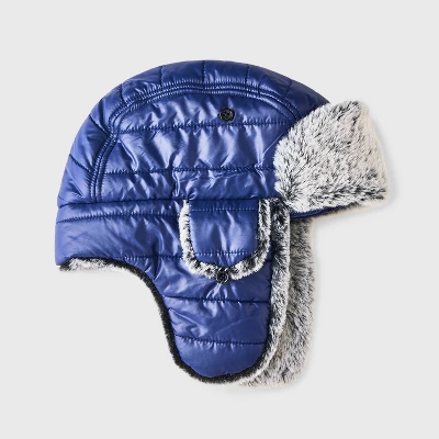 Boys' Faux Fur Trapper Hat - Cat & Jack™ Navy Blue 2 Boys' Faux Fur Trapper Hat - Cat & Jack™ Navy Blue - Image 2